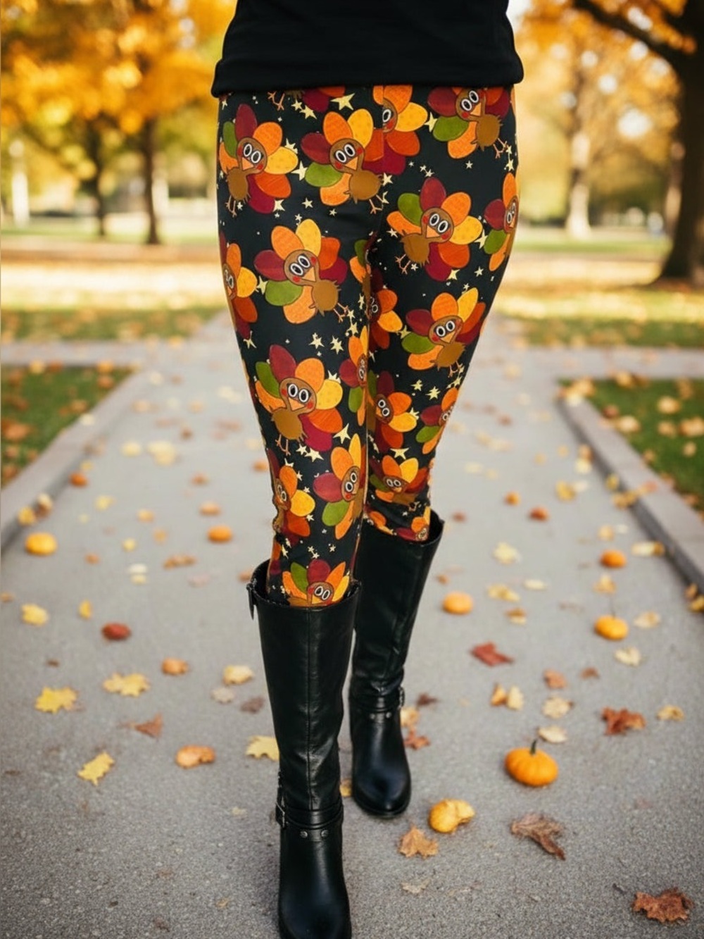 NEW Turkey Leggings, Thanksgiving Fall Yoga Pants, TC